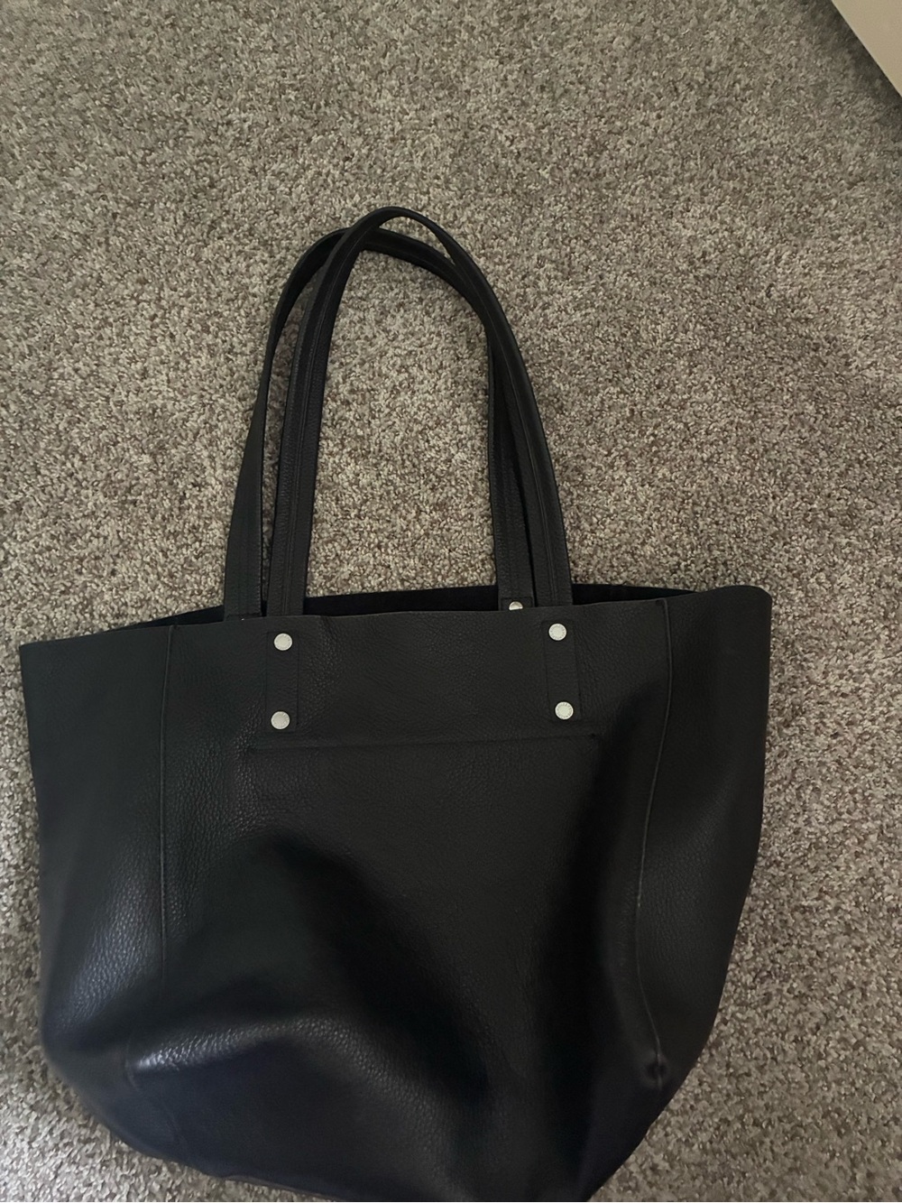 Classic Black Leather Tote Bag - Women's Everyday Carry